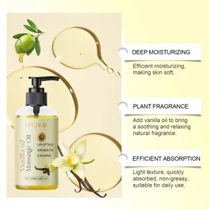 EELHOE olio corpo massaggio vaniglia dettaglio con idratazione profonda e fragranza naturale.