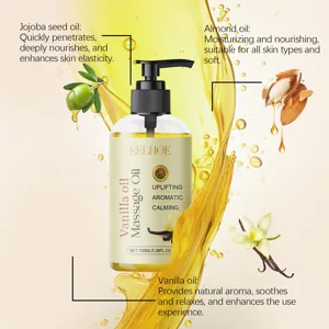 EELHOE Olio da massaggio alla vaniglia dettaglio con ingredienti botanici naturali.