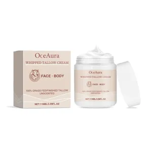 OceAura κρέμα tallow βάζο και κουτί, φυσική ενυδατική κρέμα για περιποίηση προσώπου και σώματος.