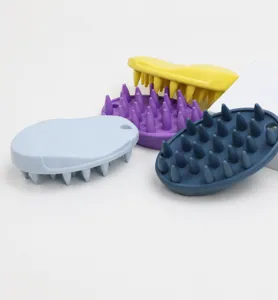 TPR pet bath massage brush for cats and dogs, large size grooming tool with soft cone bristles.