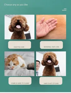 Detailed view of pet grooming pain points, showing pet hair knotting, shedding and cleaning.