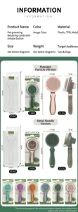 Self-cleaning pet grooming brush for cats and dogs, durable plastic and metal slicker brush.