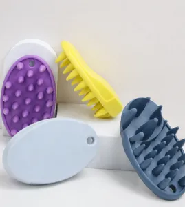 Silicone pet bath brush with soft conical teeth for cats and dogs grooming massage cleaning