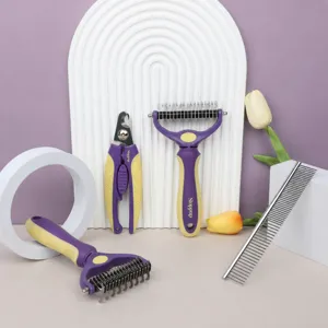 Pet Grooming Kit Dog Cat Deshedding Tool Stainless Steel Knot Removal Comb Nail Clipper Pet Hair Care Supplies