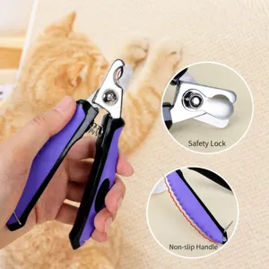 Professional pet nail clipper for dogs and cats with sharp blade and safety guard.