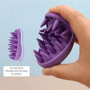 Silicone pet bath brush massage brush soft and flexible purple dog cat grooming tool