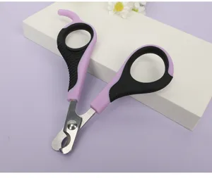 Pet nail clippers for cats and small dogs, stainless steel claw scissors with ergonomic handle.