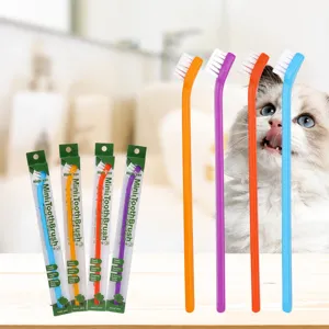 Pet Toothbrush Small Cat And Dog Oral Cleaning Care Soft Bristles Plastic Handle Portable Single Pack Pet Dental Hygiene Tool