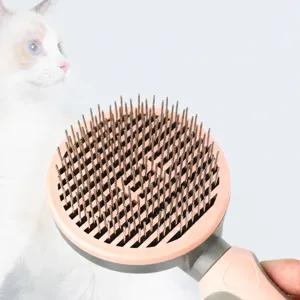 Pet self-cleaning slicker brush for cats and dogs, removes loose hair and detangles gently.