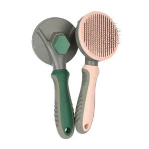 Pet self-cleaning slicker brush for cats and dogs, dual color set, grooming and dematting.