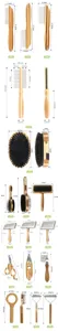Professional pet grooming tool set with bamboo handle dog cat brush and comb chart
