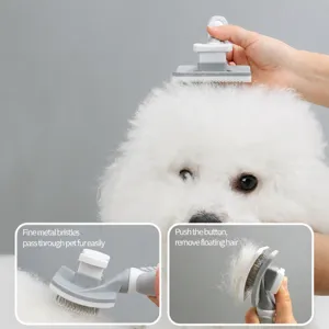 Pet slicker brush for dogs cats self-cleaning button metal pins pet grooming tool
