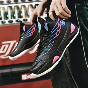 High-top basketball shoes for men and women, breathable mesh wear-resistant sports sneakers.