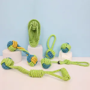 Juguete para Perros Cuerda de Algodón Resistente a Mordeduras Limpieza Dental Interactiva Juguete para Mascotas Bola Nudosa Duradera Zapatilla