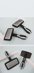 Haarbürste für Hunde und Katzen, Edelstahl-Pin-Bürste zum Entfernen von losem Haar und Knoten.