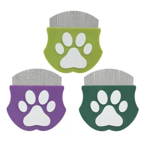 Pet Flea Comb Metal Fine Tooth Dog Cat Face Detail Flea Removal Grooming Comb Cat Paw Handle Portable Pet Care Tool