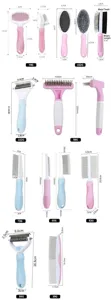 Pet grooming brush set with various sizes and weights, ideal for cats and dogs daily care.