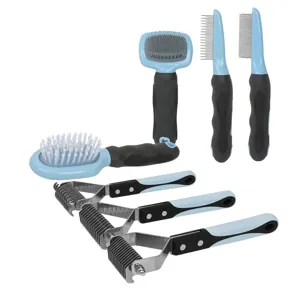 Pet Grooming Brush Slicker Flea Comb Double Sided Hair Removal Tool For Cat And Dog Daily Hair Care Plastic Metal Pins