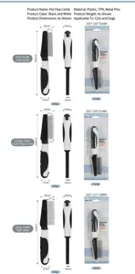 Pet flea comb with penguin handle, metal needle dog cat grooming tool for daily cleaning.