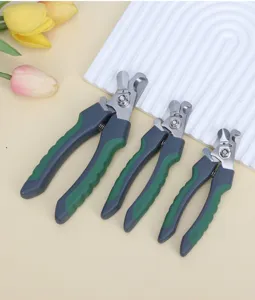 Pet nail clippers set with stainless steel blades and anti-slip handles for safe pet grooming.