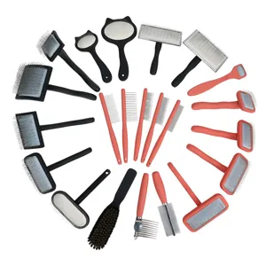 Pet grooming brush set, slicker comb and steel comb for dogs and cats, remove loose hair.