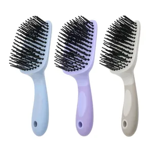 Almohaza para Caballos Cepillo de Aseo de Nylon Mango TPR Antideslizante Herramienta de Limpieza de Crin Azul