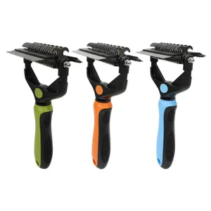Multi-Functional Pet Grooming Comb 3-in-1 Undercoat Rake Dematting Brush And Shedding Tool For Dogs And Cats Ergonomic Handle