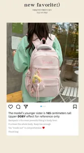Pink school backpack large capacity cute star print casual daily daypack for teens