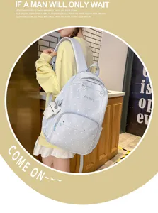 Sac à dos style collège à pois mignon pour l'école voyage et quotidien avec grande capacité