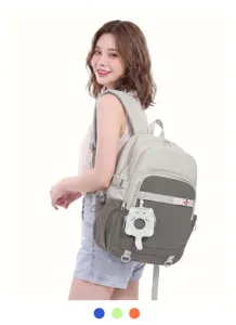 Sac à dos étudiant élégant avec pendentif chat mignon, grande capacité pour l'école.