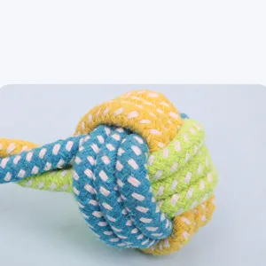 Juguete de cuerda para masticar perros duradero, pelota de nudo de algodón para mascotas.