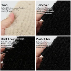 Equestrian tack cleaning brush set featuring wool, horsehair, coir and plastic bristles.