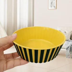 Pet non-slip feeding bowl for dogs and cats, striped design with smooth edges, main view.