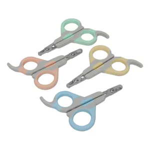 Pet cat nail clipper set small dog grooming scissors colorful plastic handles stainless steel