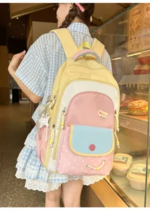 Niedlicher farbblockierender großer Kapazität Studenten Rucksack für Mädchen Freizeit.