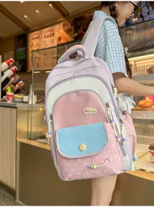 Süßer farbblockierter, großer Schulrucksack für Mädchen im Teenageralter stilvolles Pendeln.