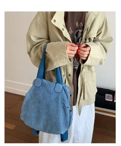 Sac à dos fourre-tout multifonctionnel en denim lavé vintage vue détaillée matière
