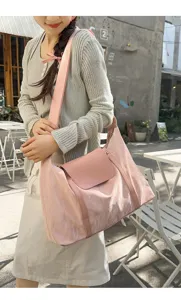 Bolso de hombro rosa de gran capacidad, bolsa de viaje ligera y elegante para mujer uso diario.