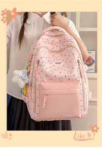 Süßer rosa Rucksack mit Wolken-Muster und großem Fassungsvermögen für Schüler Alltag.