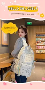 Japanese style cute star print college backpack large capacity school bag for students