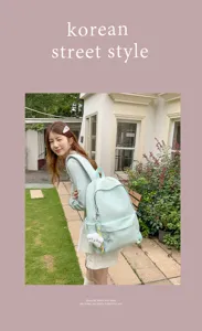 Zaino casual in nylon colorato per la scuola e viaggi, grande capacità design minimalista.