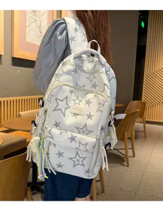 Japanese style cute star print large capacity lightweight school backpack for students