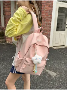 Zaino scolastico casual in nylon colorato per ragazze con simpatico ciondolo stella