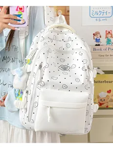 Niedlicher Cartoon-Wolken-Punkt-Druck großer Kapazität Studenten Schultasche Rucksack für Mädchen.