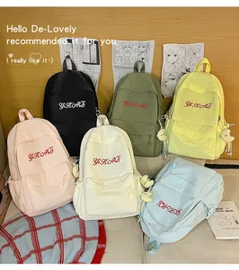 Freizeitleichter Schulrucksack für Teenager Mädchen mehrfarbige einfache Büchertasche mit Stickerei