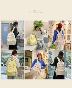 Lässiger Canvas Rucksack für Schüler minimalistische bestickte Schultasche stilvoll