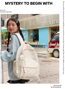 Sac à dos cartable étudiant grande capacité imprimé cœur mignon style Harajuku japonais femme