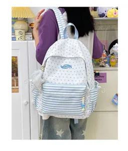 Leuke studentenrugzak met sterrenstrepen, grote capaciteit, lichtgewicht, preppy stijl
