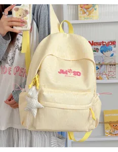 Mochila escolar espaciosa de color amarillo claro, mochila informal elegante.