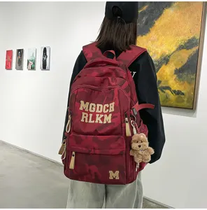 Stylish camouflage large capacity school backpack for teens with ergonomic design.